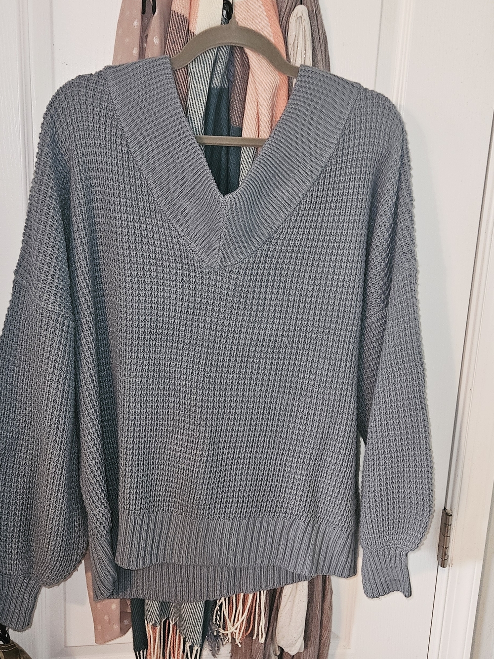 Zenana Outfitters Light Steel Blue Ribbed Knit Sweater